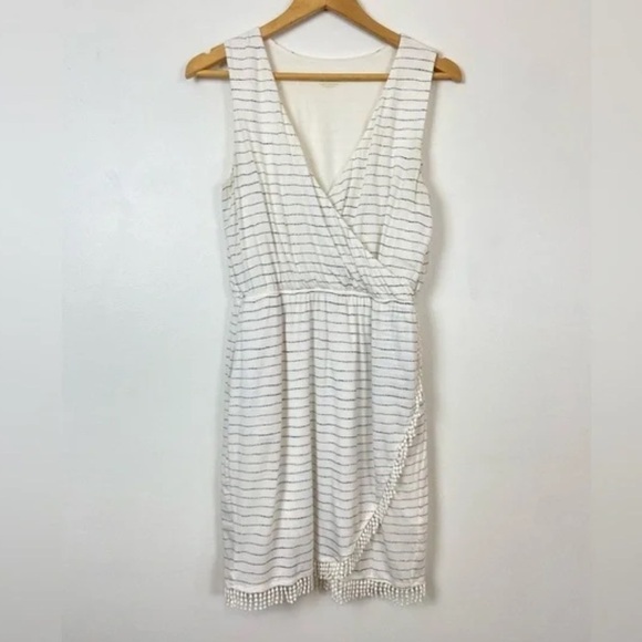 Carve Designs Kendall Fringe White Water Stripe Dress XS - Picture 5 of 7